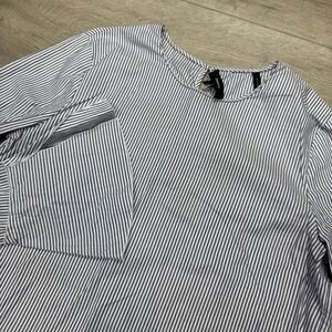 Theory Lexanda‎ Mason Shirt / Peplum Top Bell Sleeves Striped Sz L Boho